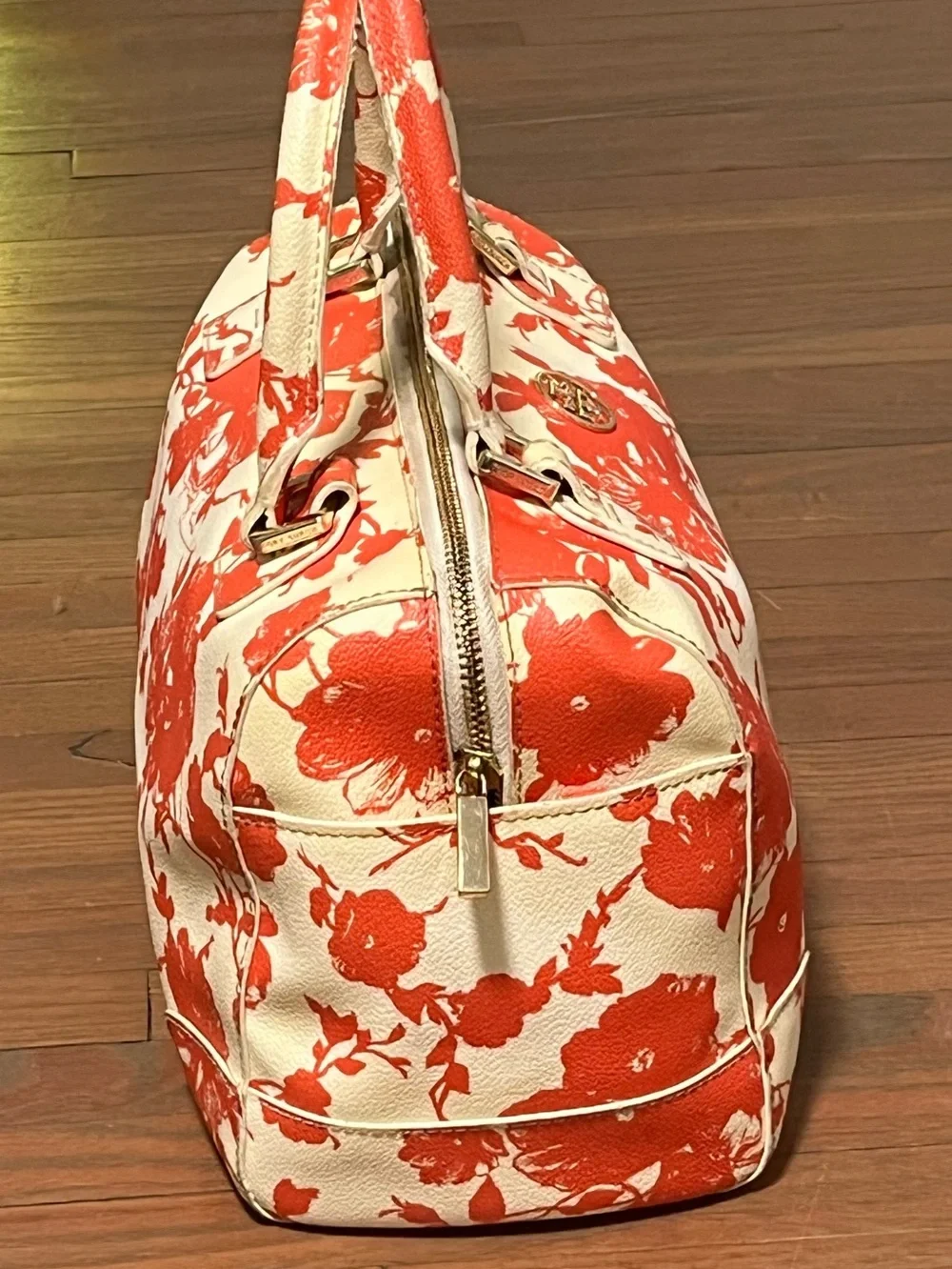 Tory Burch Robinson Floral poppies printed canvas by Dome Satchel bag
